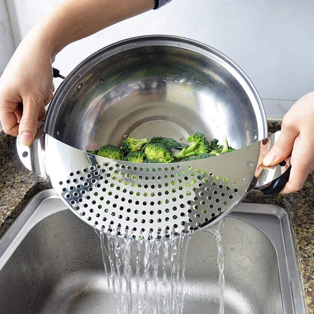 1pc Pot Strainer Pan Drainer Stainless Steel Pasta Noodle Draining Tool