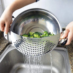 1pc Pot Strainer Pan Drainer Stainless Steel Pasta Noodle Draining Tool
