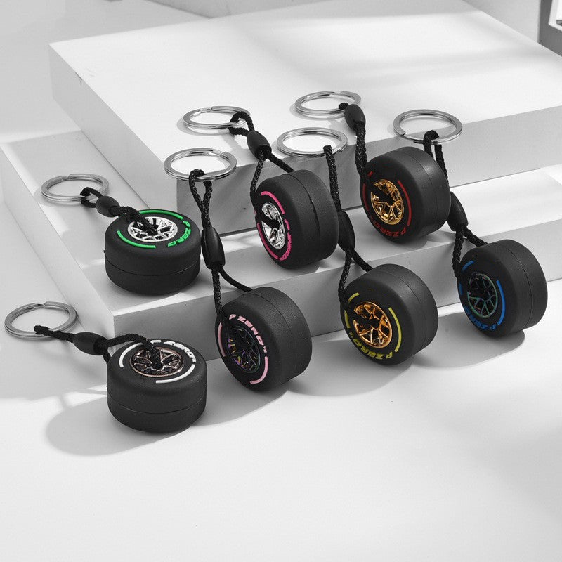 Rubber Tire Keychain Car Accessories Decoration Key Ring Bag Pendant