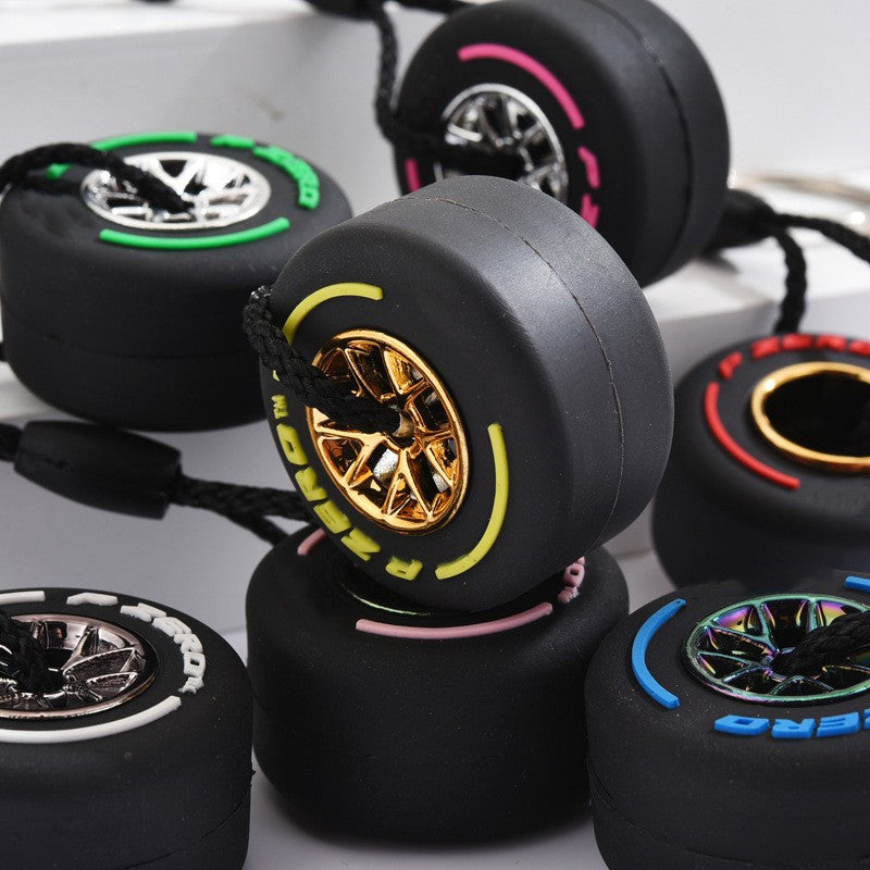 Rubber Tire Keychain Car Accessories Decoration Key Ring Bag Pendant