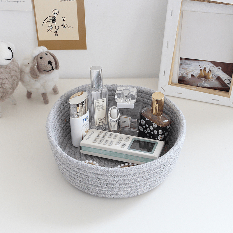 Nordic Style Rope Storage Baskets Woven Desktop Organizer Box