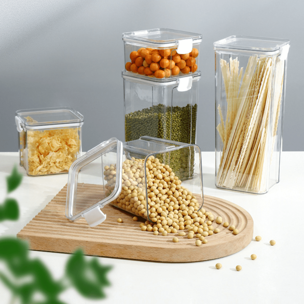 Transparent Food Storage Jars for Grains & Snacks