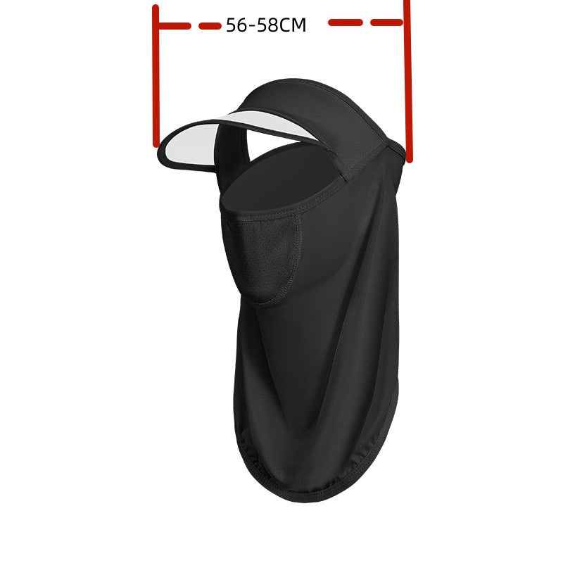 Ice Silk Sunproof Visor Hat With Face Mask UV Protection Balaclava Outdoor