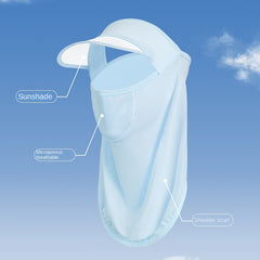 Ice Silk Sunproof Visor Hat With Face Mask UV Protection Balaclava Outdoor