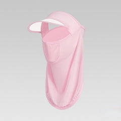 Ice Silk Sunproof Visor Hat With Face Mask UV Protection Balaclava Outdoor