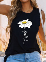 Daisy Print Tank Top for Summer Women's Clothing