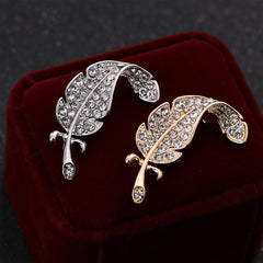 Zircon Feather Brooch Delicate Clothes Suit Brooch Pins