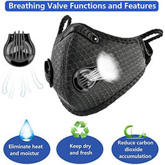 Reusable Outdoor Motorcycle Mask with Air Valves and Filter Chips