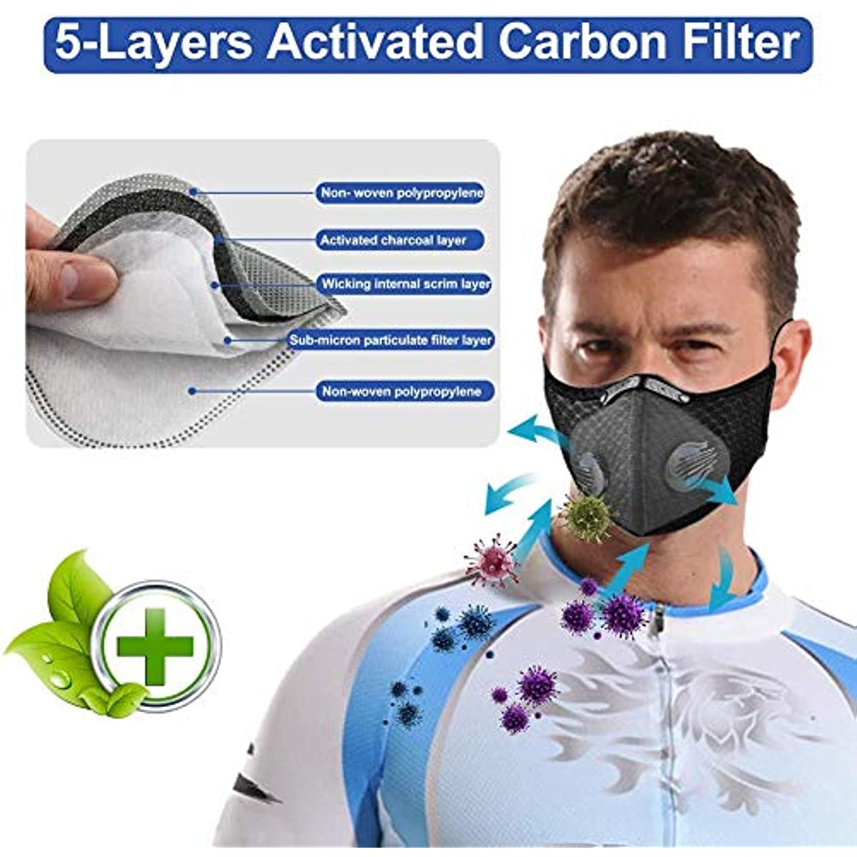 Reusable Outdoor Motorcycle Mask with Air Valves and Filter Chips