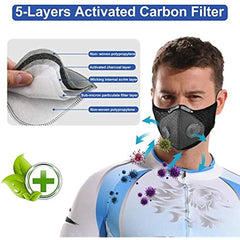 Reusable Outdoor Motorcycle Mask with Air Valves and Filter Chips