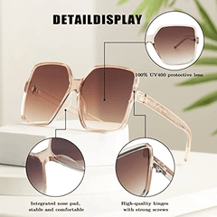 Women's Large Square Sunglasses Gradient UV400 Sun Shades