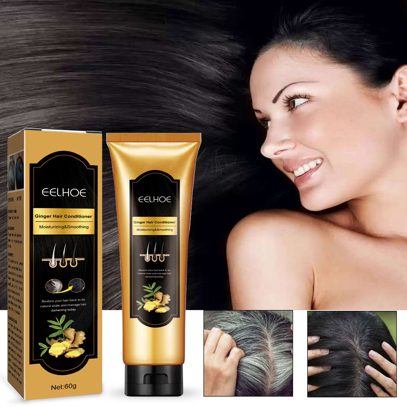 Ginger Extract Hair Smoothing Conditioner Deep Moisturizing Hair Care