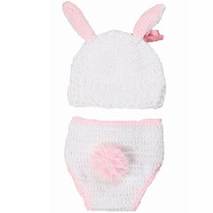 2pcs Baby Knitted Beanie Cap Set for Photography Props, 0-6 Months