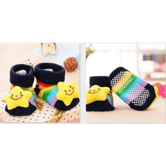 2pairs Baby Socks Slipper Anti Skid Pattern Kids Toddlers Gift Cotton Socks