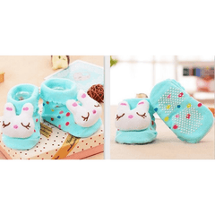 2pairs Baby Socks Slipper Anti Skid Pattern Kids Toddlers Gift Cotton Socks