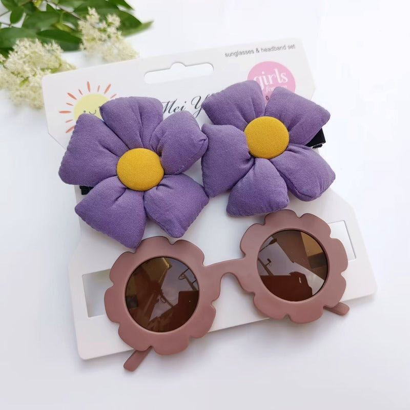 3pcs Sunglasses Flower Hair Clips for Girls Hair Accessories