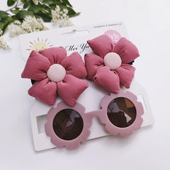 3pcs Sunglasses Flower Hair Clips for Girls Hair Accessories