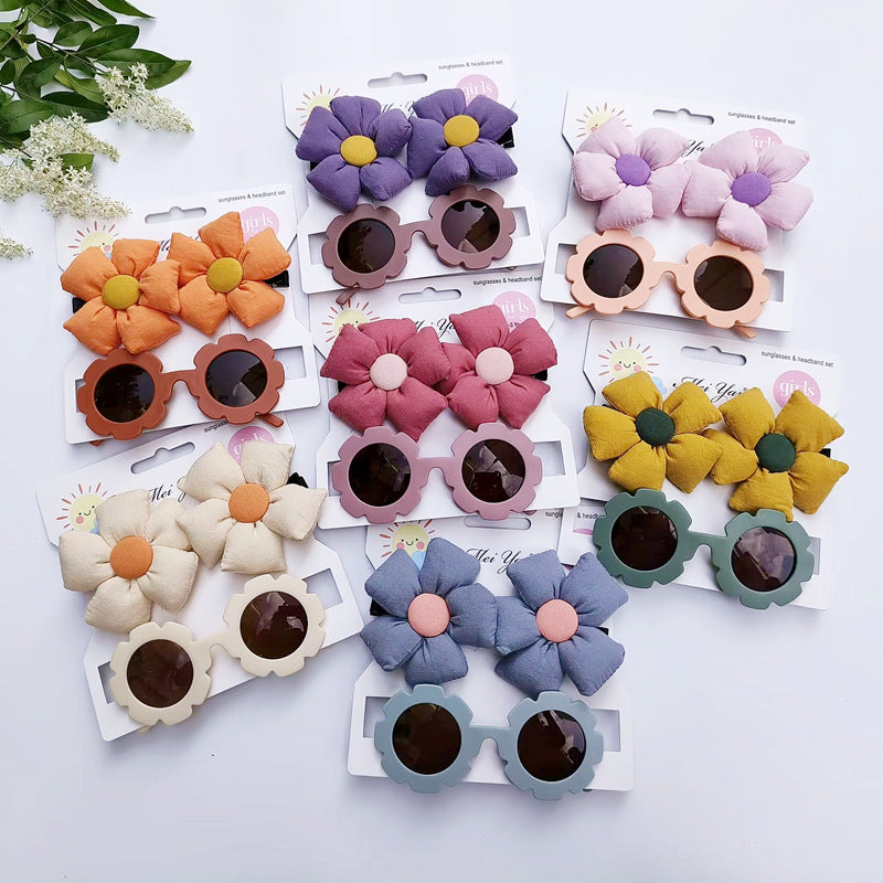 3pcs Sunglasses Flower Hair Clips for Girls Hair Accessories