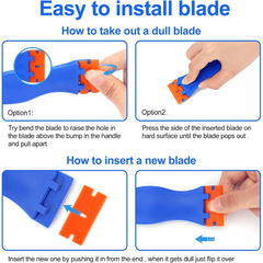 Plastic Razor Blade Scraper with 2 Scrapers and 10 Blades