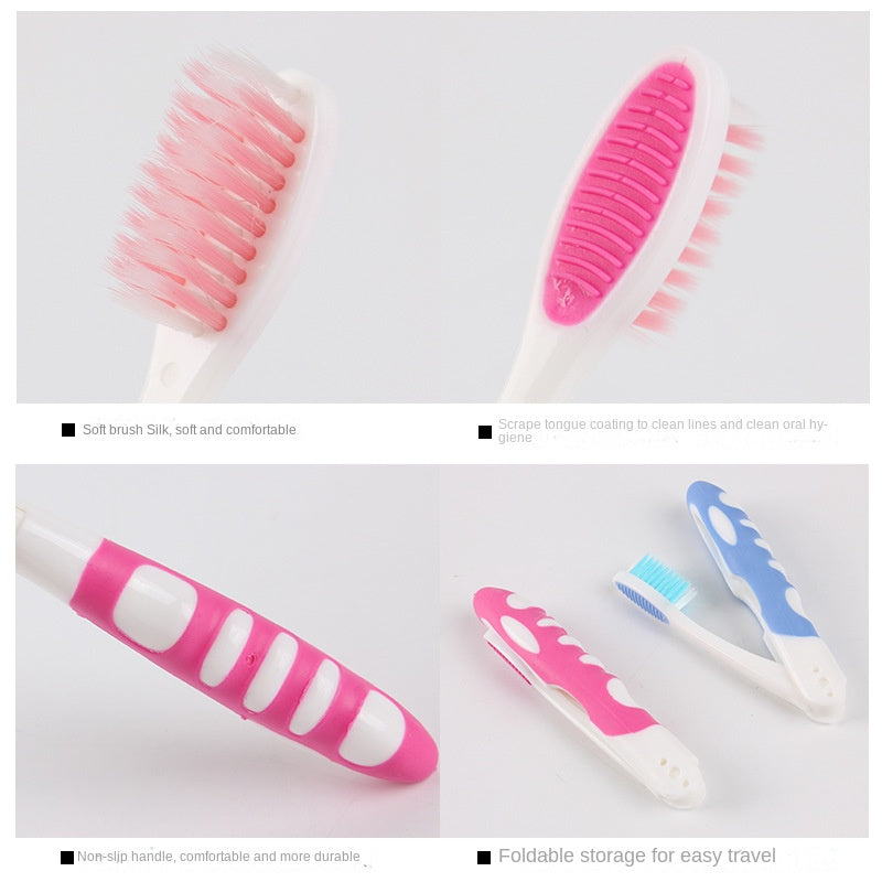 2pcs Portable Folding Travel Toothbrushes Soft Bristle