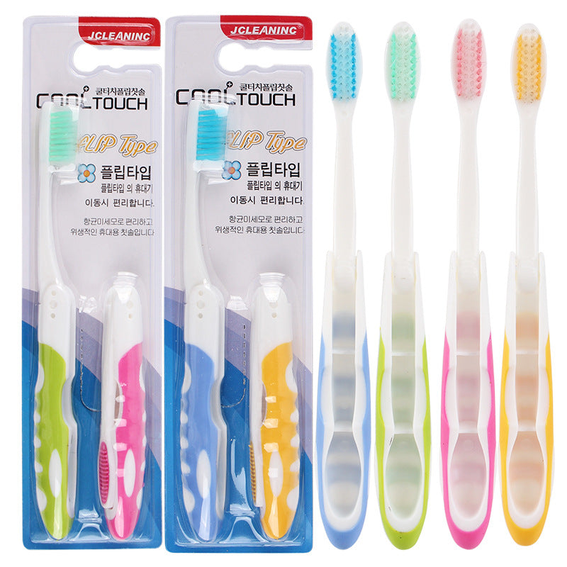 2pcs Portable Folding Travel Toothbrushes Soft Bristle