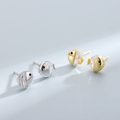 Rhinestone Fish 925 Sterling Silver Stud Earrings & Fashion Jewelry for Women