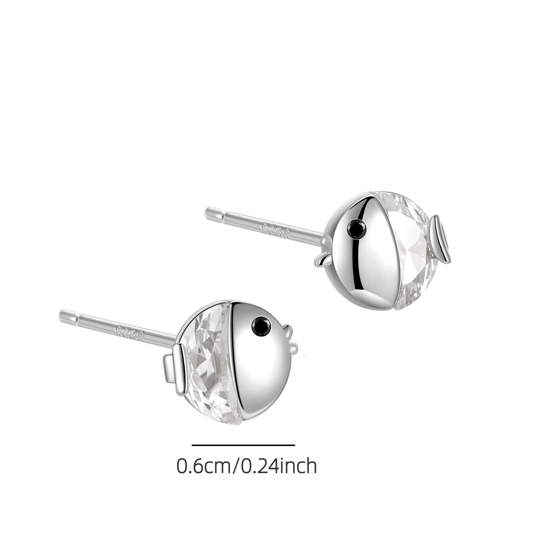 Rhinestone Fish 925 Sterling Silver Stud Earrings & Fashion Jewelry for Women