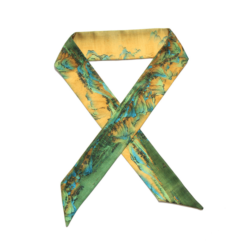 Chinese Classical Satin Neckerchief Lightweight Scarf