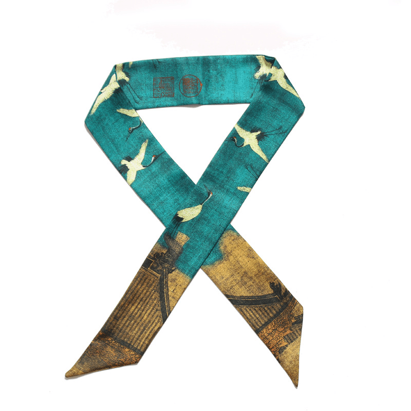 Chinese Classical Satin Neckerchief Lightweight Scarf