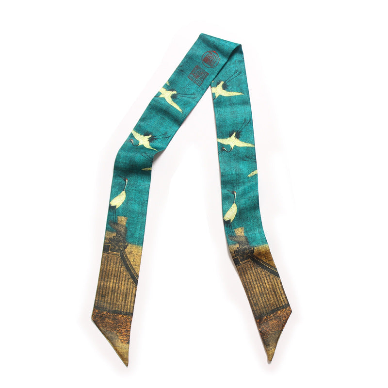 Chinese Classical Satin Neckerchief Lightweight Scarf