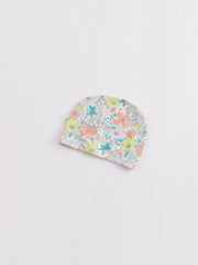 Toddler Girls Fish Pattern Swimsuit & Swim Hat Set
