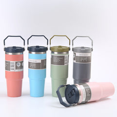 30oz Portable Car Tumbler 304 Stainless Steel Insulated Cup Leakproof