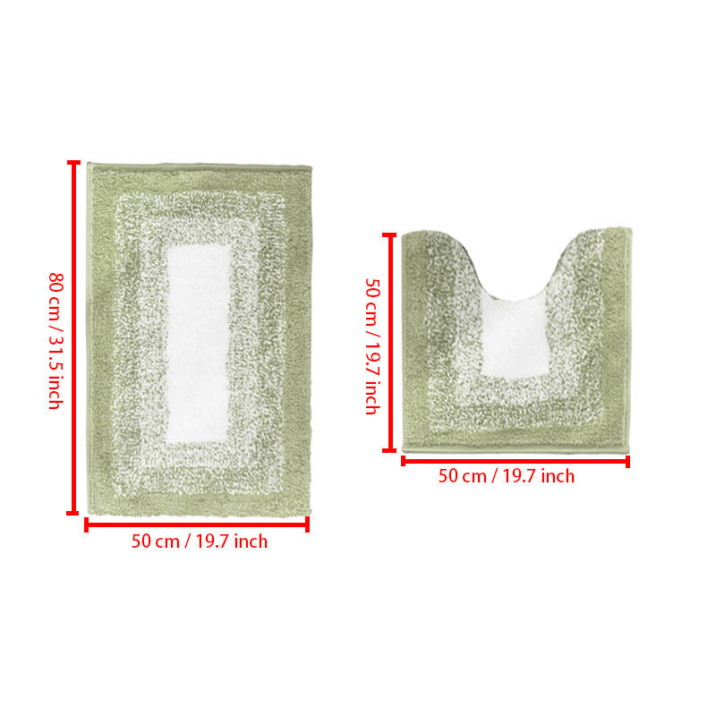 2pc Non Slip Bathroom Mats Set Water Absorbing Toilet U Shape Mat