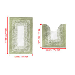 2pc Non Slip Bathroom Mats Set Water Absorbing Toilet U Shape Mat