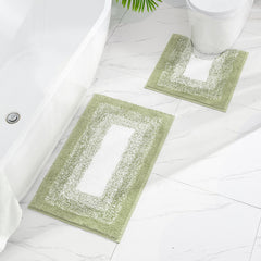 2pc Non Slip Bathroom Mats Set Water Absorbing Toilet U Shape Mat