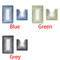 2pc Non Slip Bathroom Mats Set Water Absorbing Toilet U Shape Mat