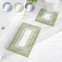 2pc Non Slip Bathroom Mats Set Water Absorbing Toilet U Shape Mat