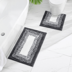 2pc Non Slip Bathroom Mats Set Water Absorbing Toilet U Shape Mat