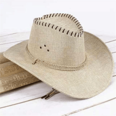 Men's Summer Denim Hat Linen Embossed Vintage Style Sun Hat