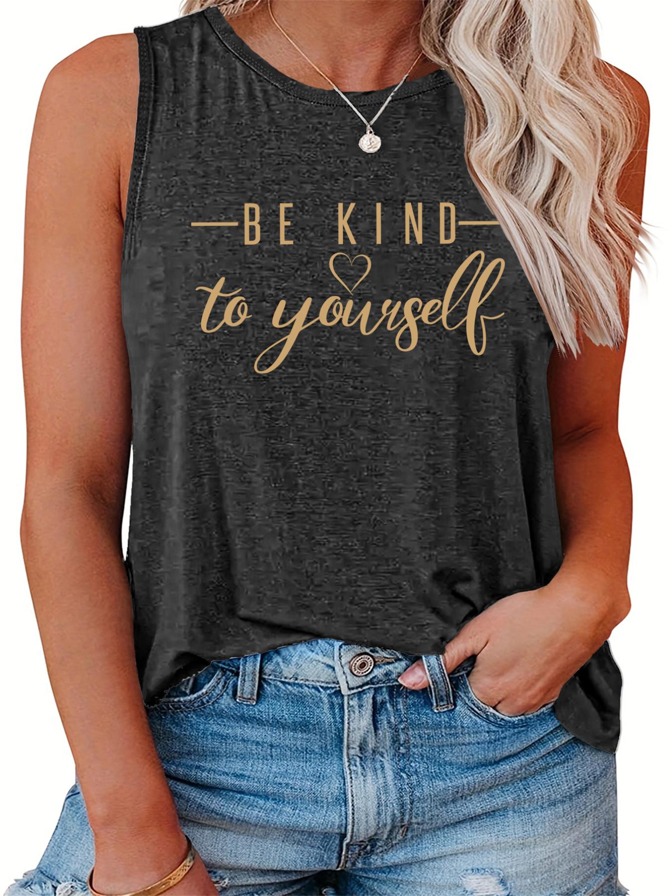 Casual Tank Top Women's Plus Slogan Print Round Neck Tank