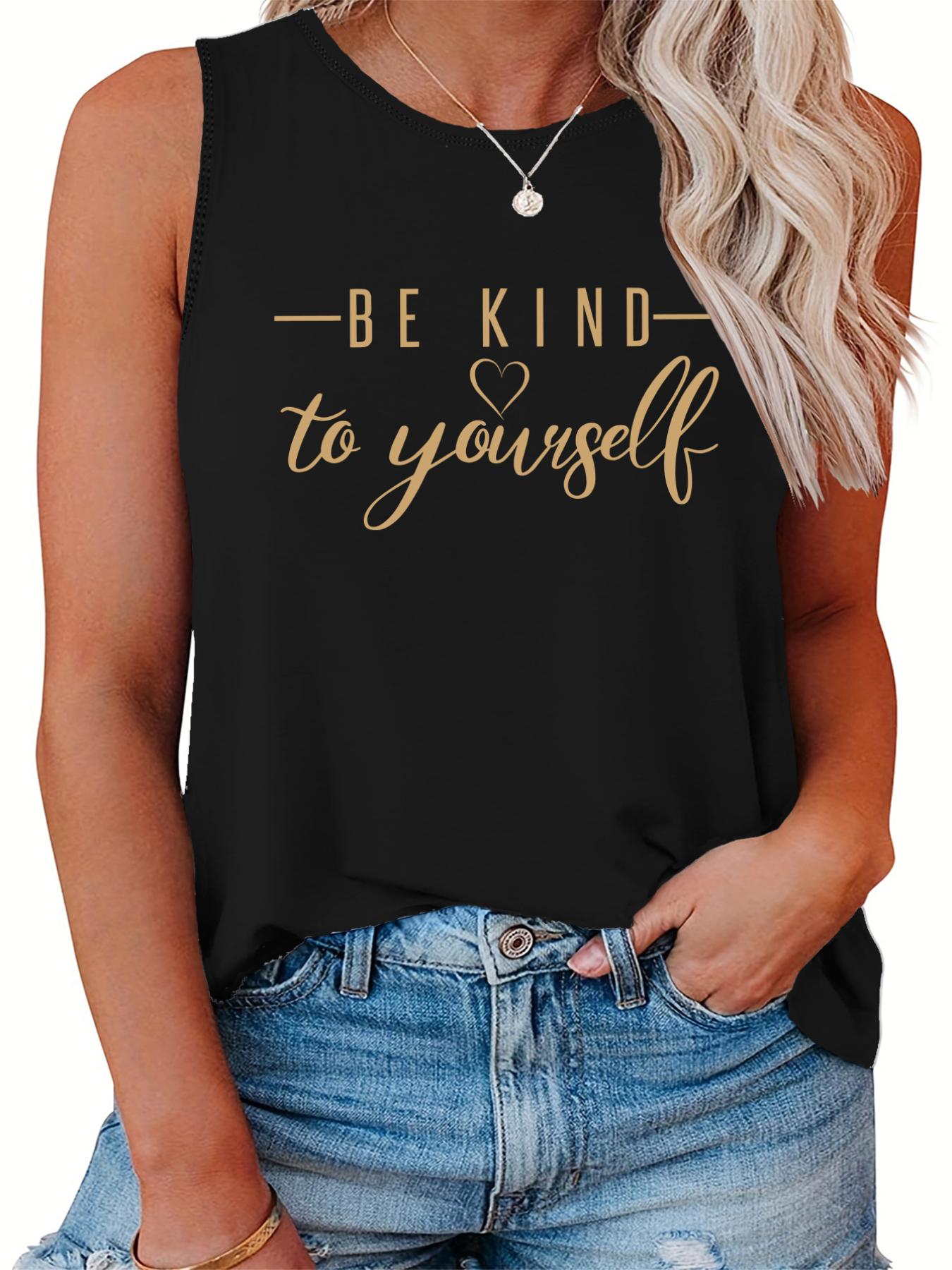Casual Tank Top Women's Plus Slogan Print Round Neck Tank