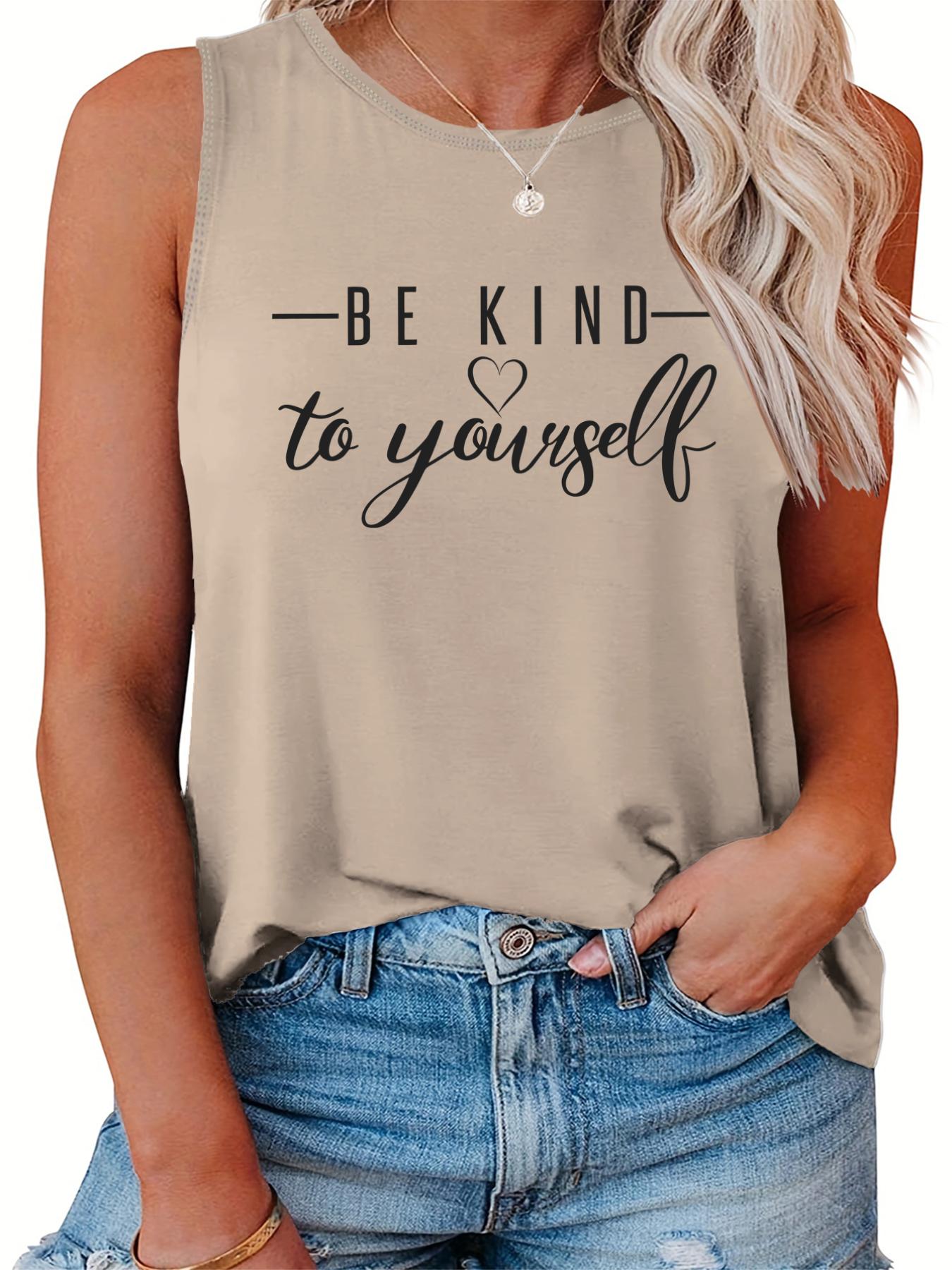 Casual Tank Top Women's Plus Slogan Print Round Neck Tank