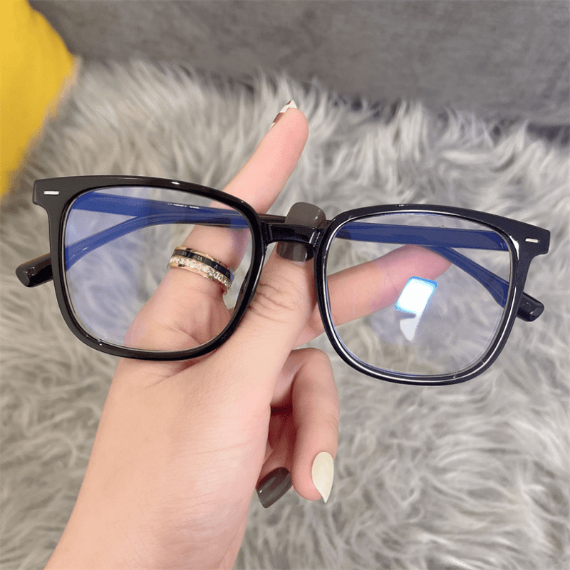 Light Blocking Glasses Rivet Jelly Square Clear Lens Computer Spectacles
