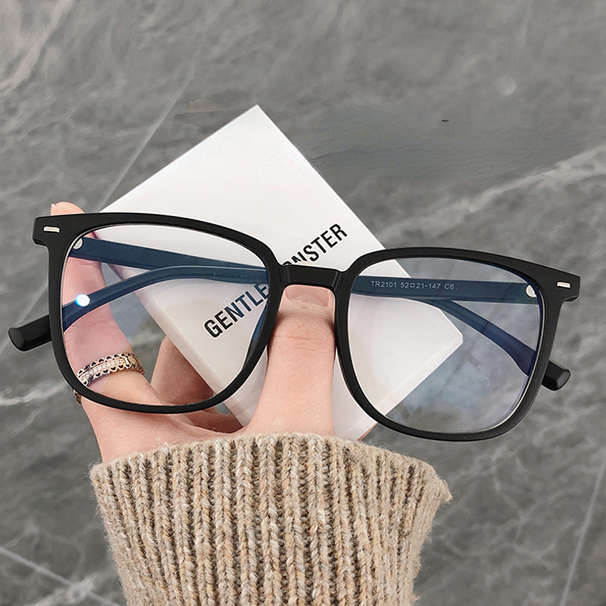 Light Blocking Glasses Rivet Jelly Square Clear Lens Computer Spectacles