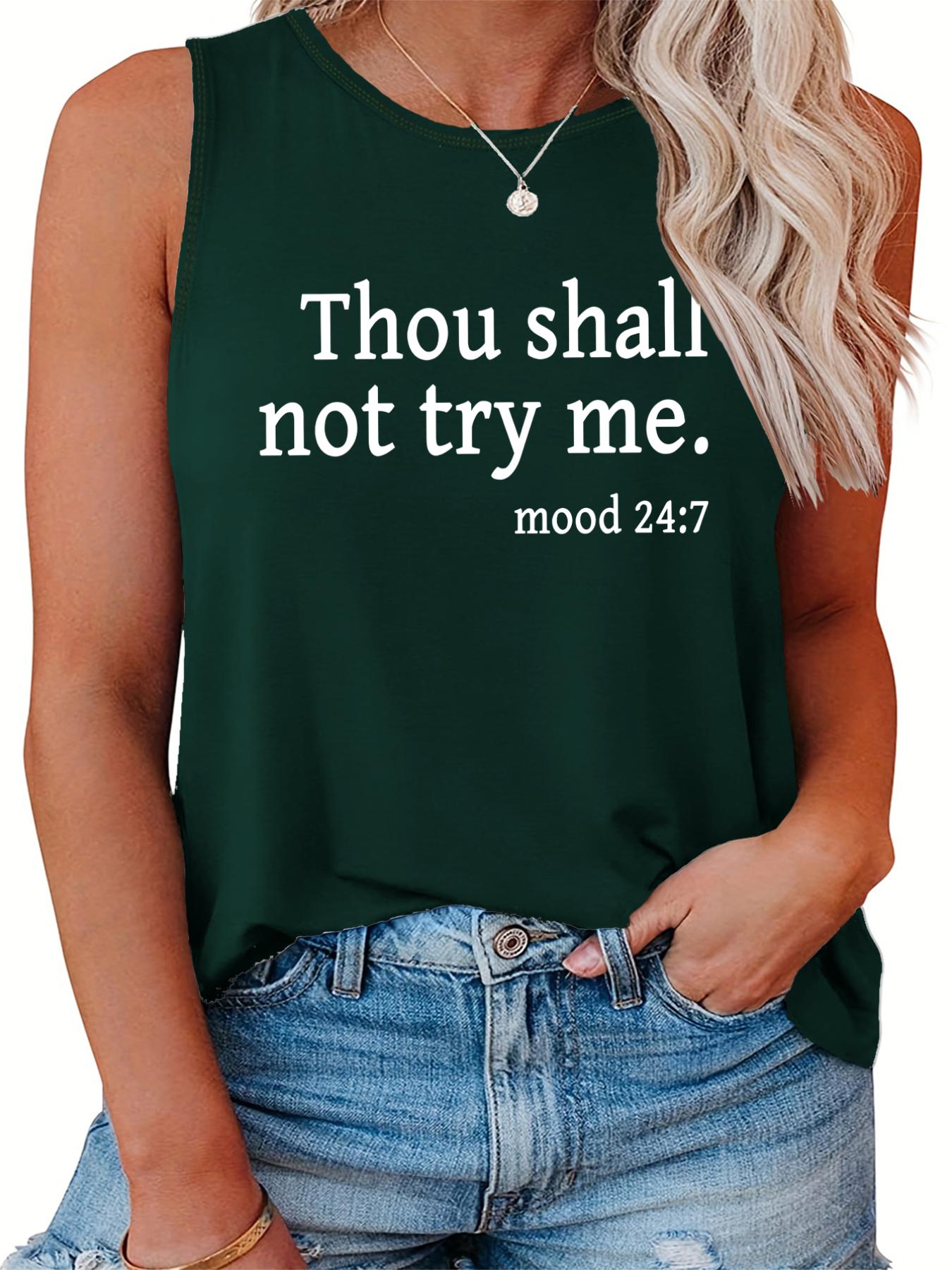 Casual Tank Top Women's Plus Slogan Print Round Neck Tank Top