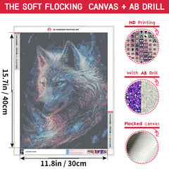5D Flocked Canvas S&R Diamond AB Core 16in DIY Diamond Painting Kit