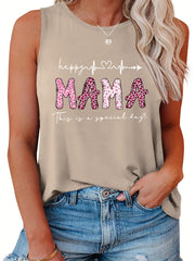 Casual Tank Top Women's Plus Art Letter Print Tank Top