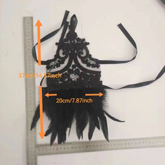 Lace Feather Wrist Cuff Gothic Carnival Arm Sleeve Long Gloves