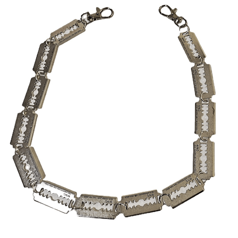 Chunky Razor Blade Barbed Thorns Spiked Wire Necklace Choker