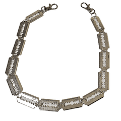 Chunky Razor Blade Barbed Thorns Spiked Wire Necklace Choker
